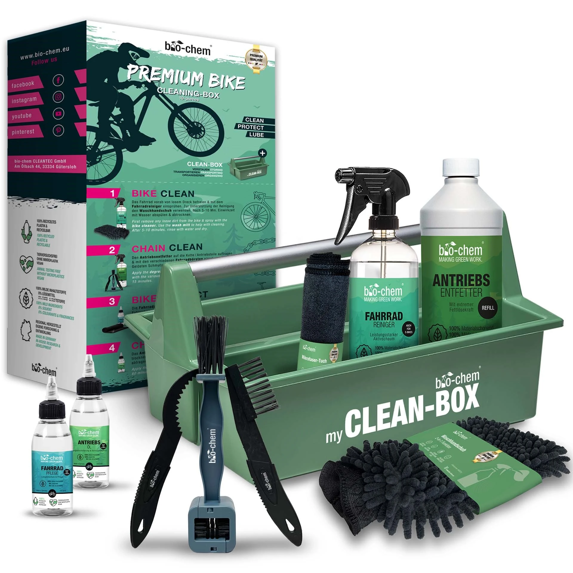 Produktbild der Fahrradpflege Premium Box 10-teilig von bio-chem